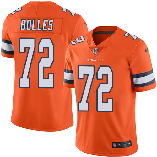 Nike Broncos #72 Garett Bolles Orange Men's Stitched NFL Limited Rush Jersey - Click Image to Close